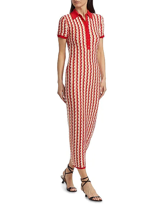 Quinlan Striped Pointelle-Knit Maxi Dress