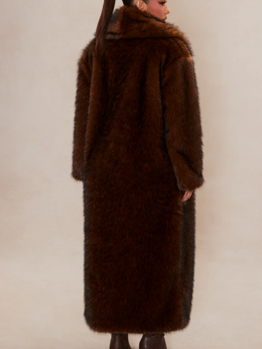 Chocolate Faux Fur Long Coat
