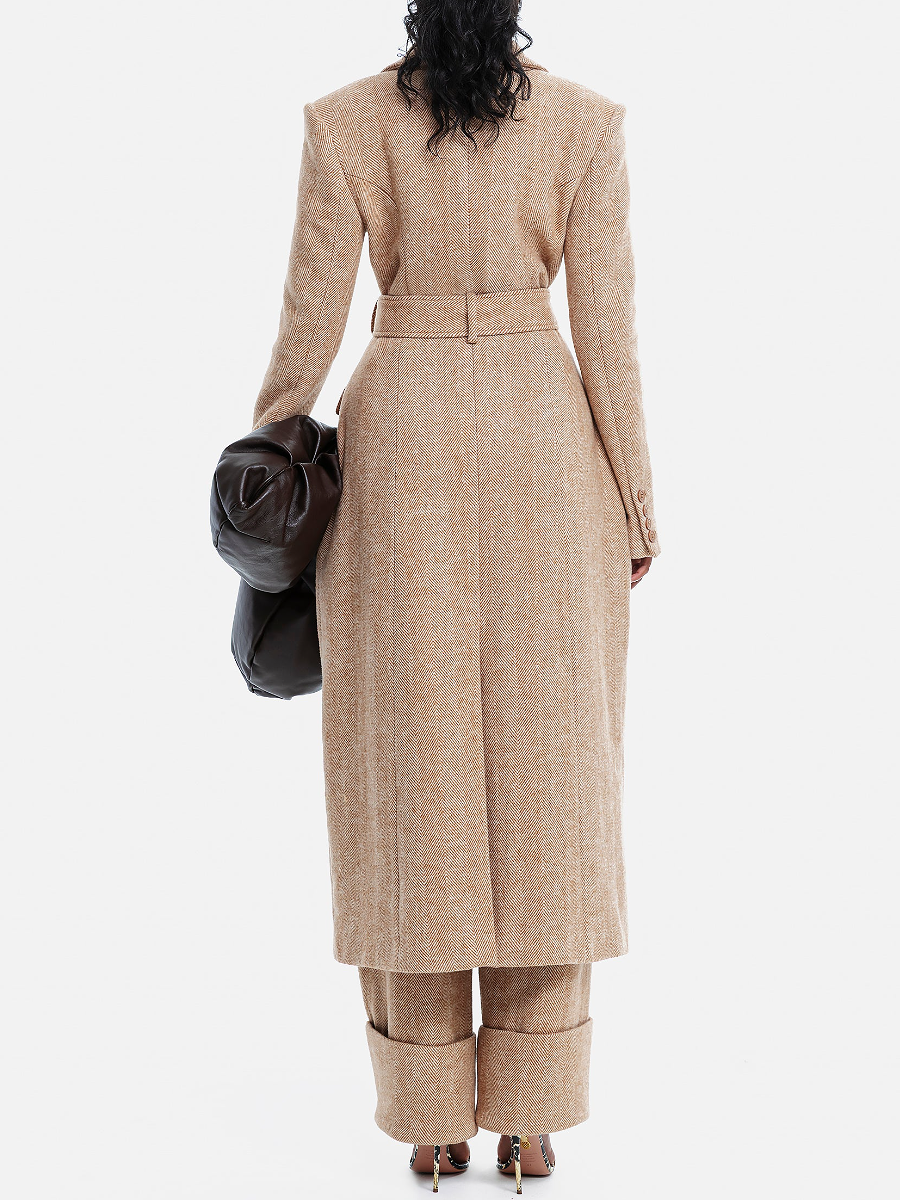 Shoulder Pad Waist Laps Long Jacket