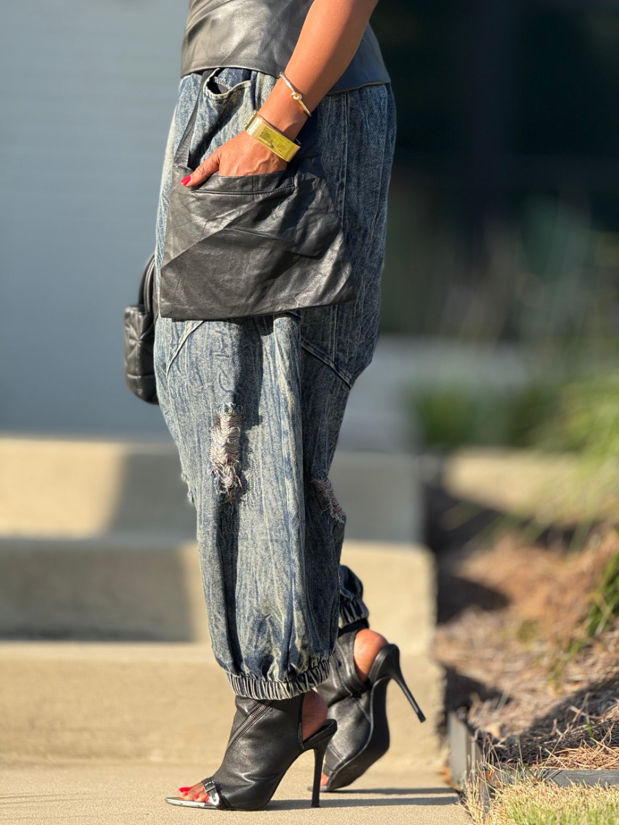 Denim Leather Hallen Pants