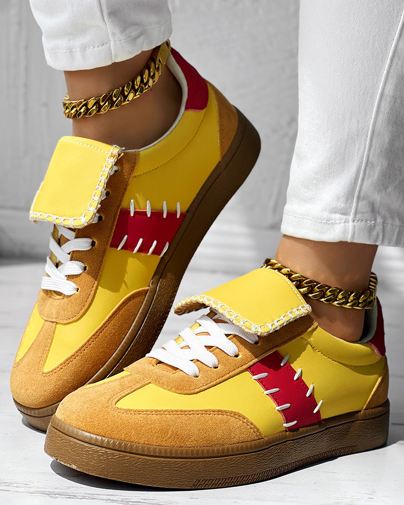 Colorblock Round Toe Sneakers