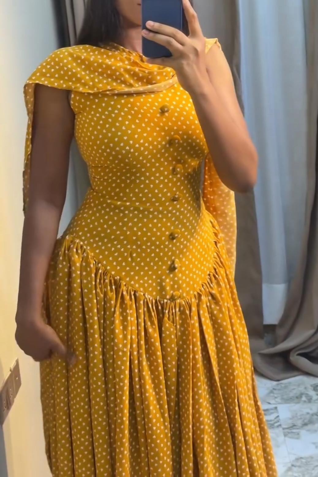 Vintage Polka Dot Cape Maxi Dress