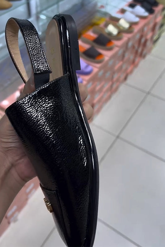 Stylish Patent Leather Comfort Slippers