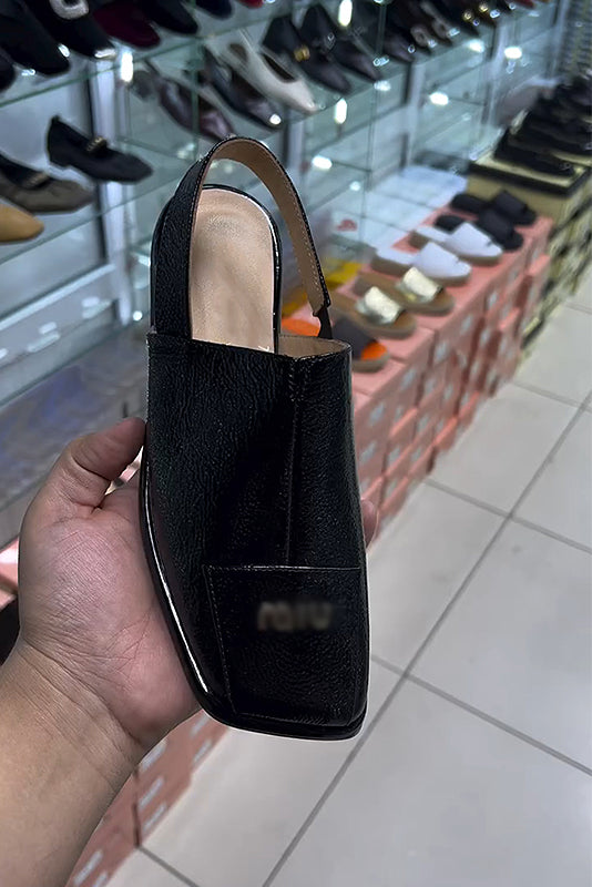 Stylish Patent Leather Comfort Slippers