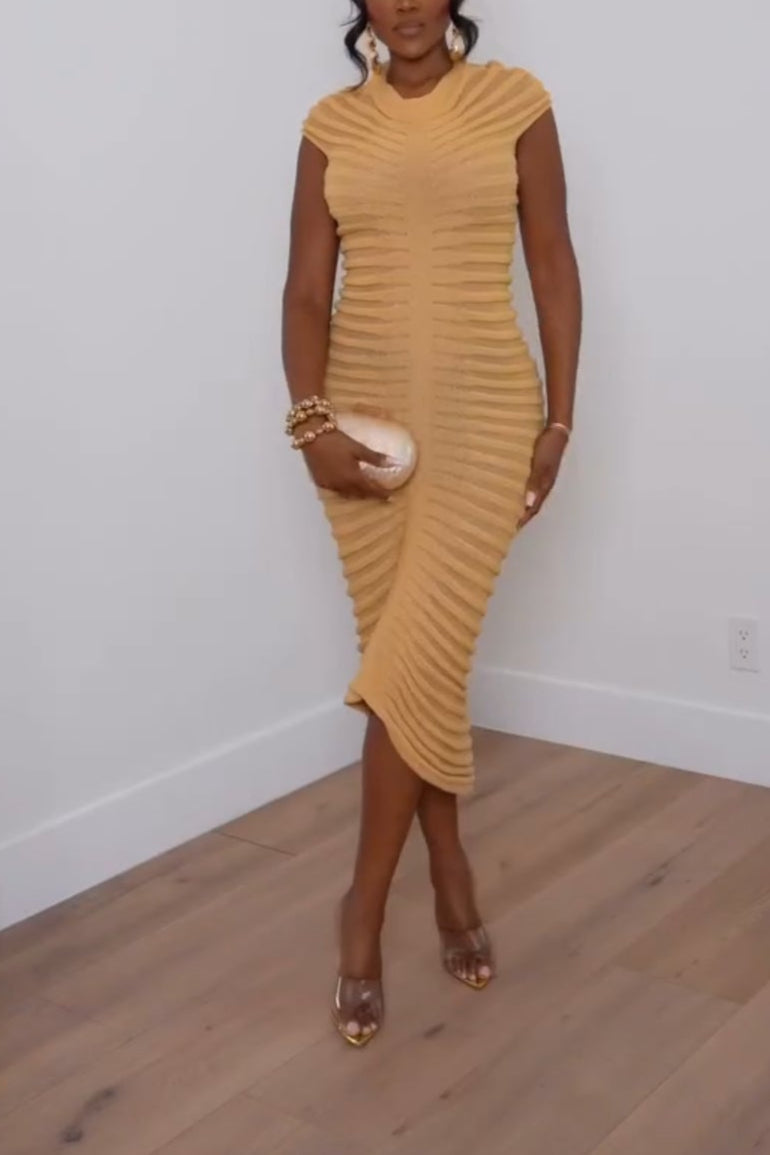 Mesh Dress Short Sleeve Bodycon Ruched Knit Mock Neck