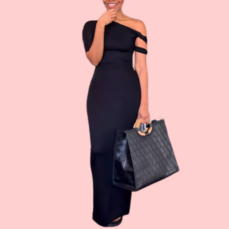 Solid Color Elegant Strapless Maxi Dress