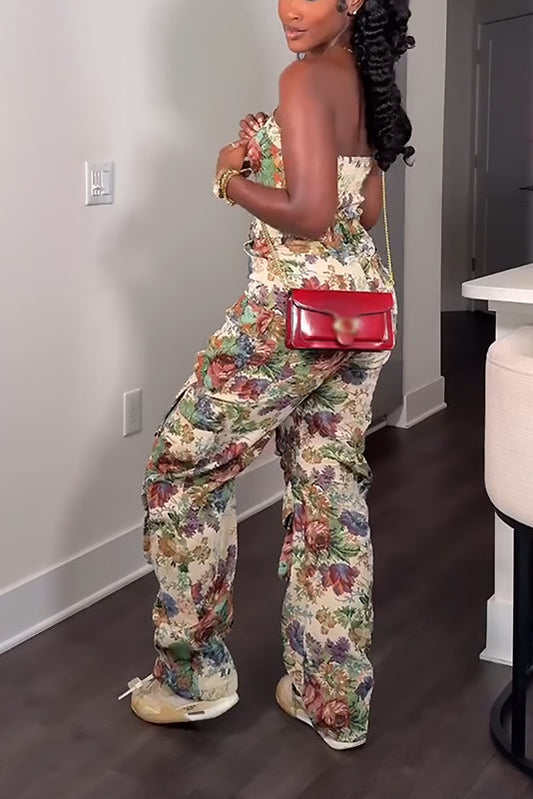IN HER ELEMENT FLORAL WOVEN JUMPSUIT