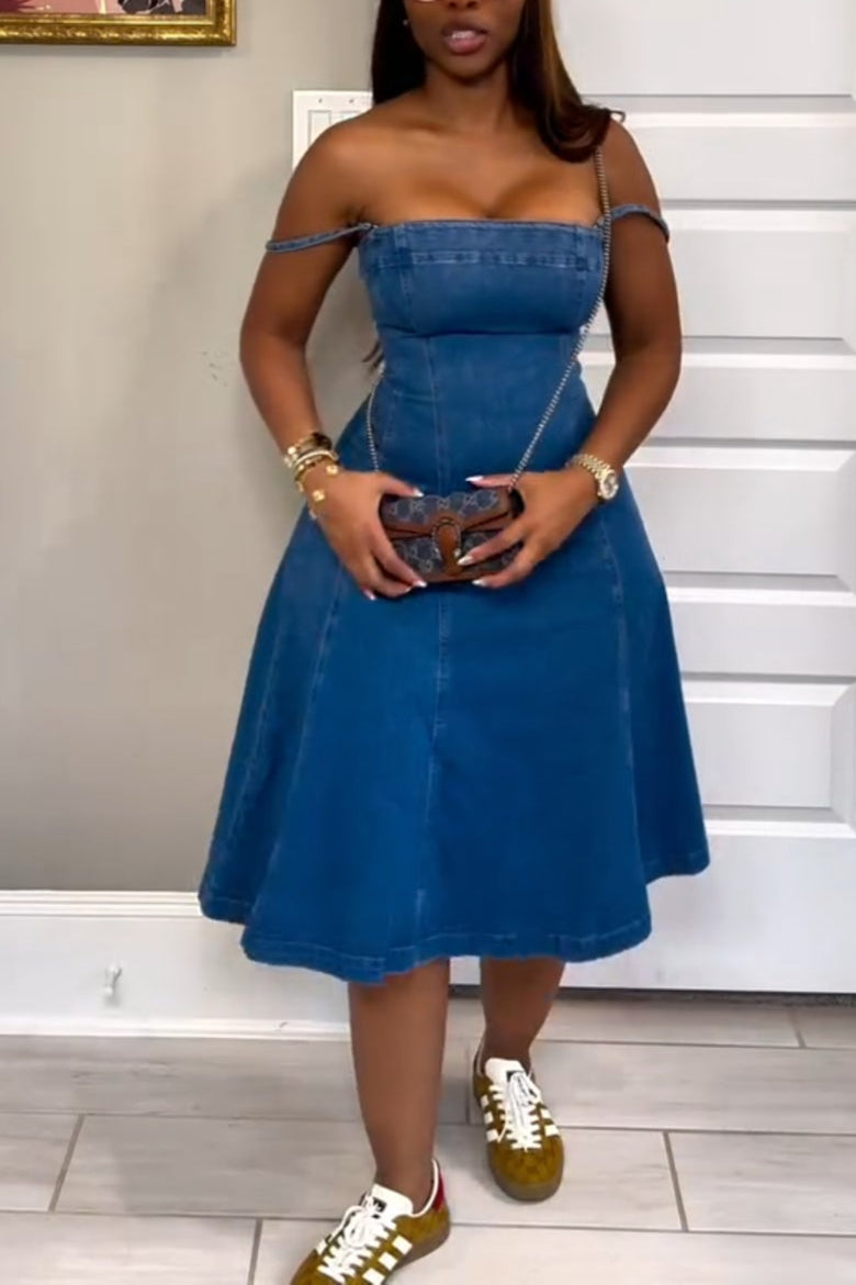 Spaghetti Strap Denim Dress