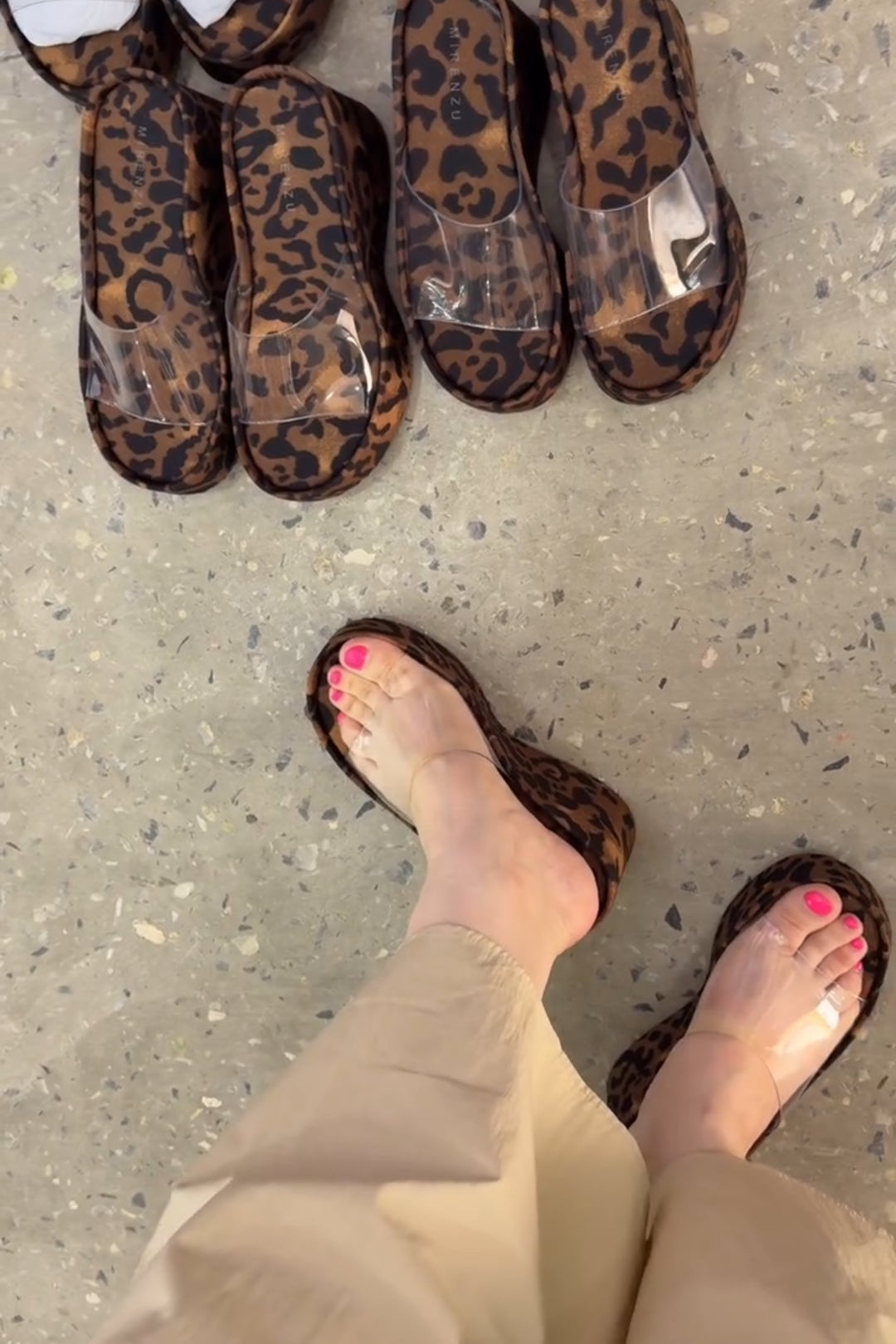 Leopard Print Platform Slides with Clear Strap – Bold & Chic Summer Sandals