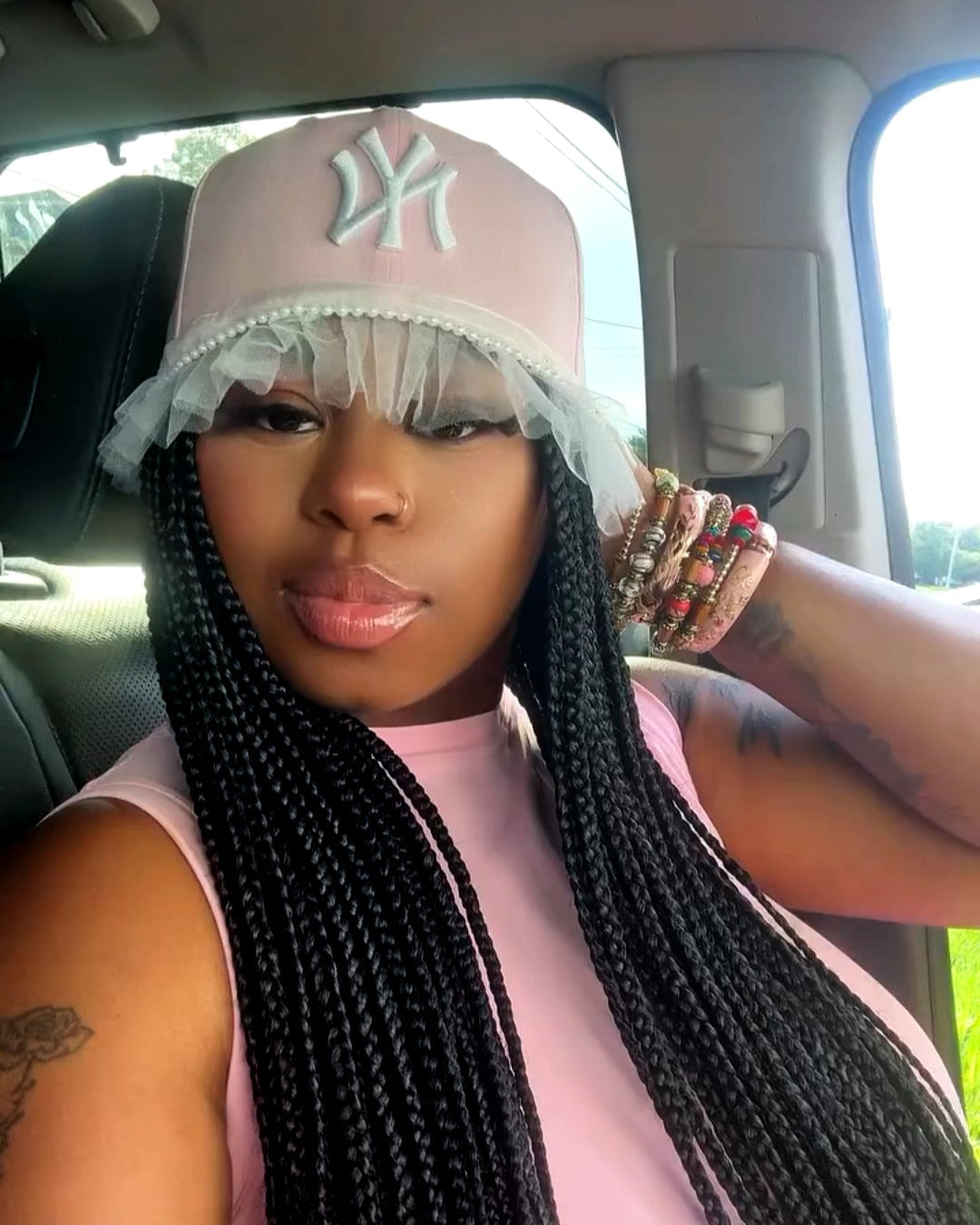 Organza lace pearl embellished bowler hat