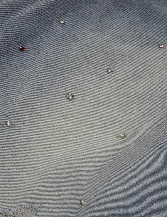 Crystal Stud Bermuda Jorts – Oversized Street Denim