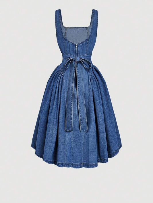 Women Sleeveless Denim Casual Dress
