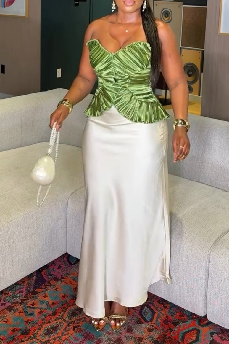 Satin Solid Color Bodycon Maxi Skirt