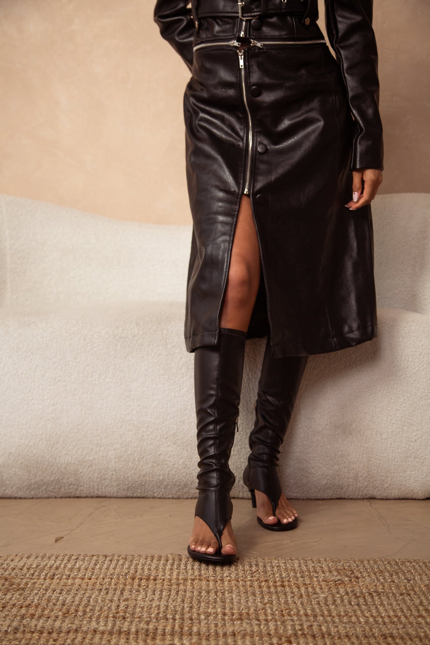 Black Stiletto Flip Flop Boot