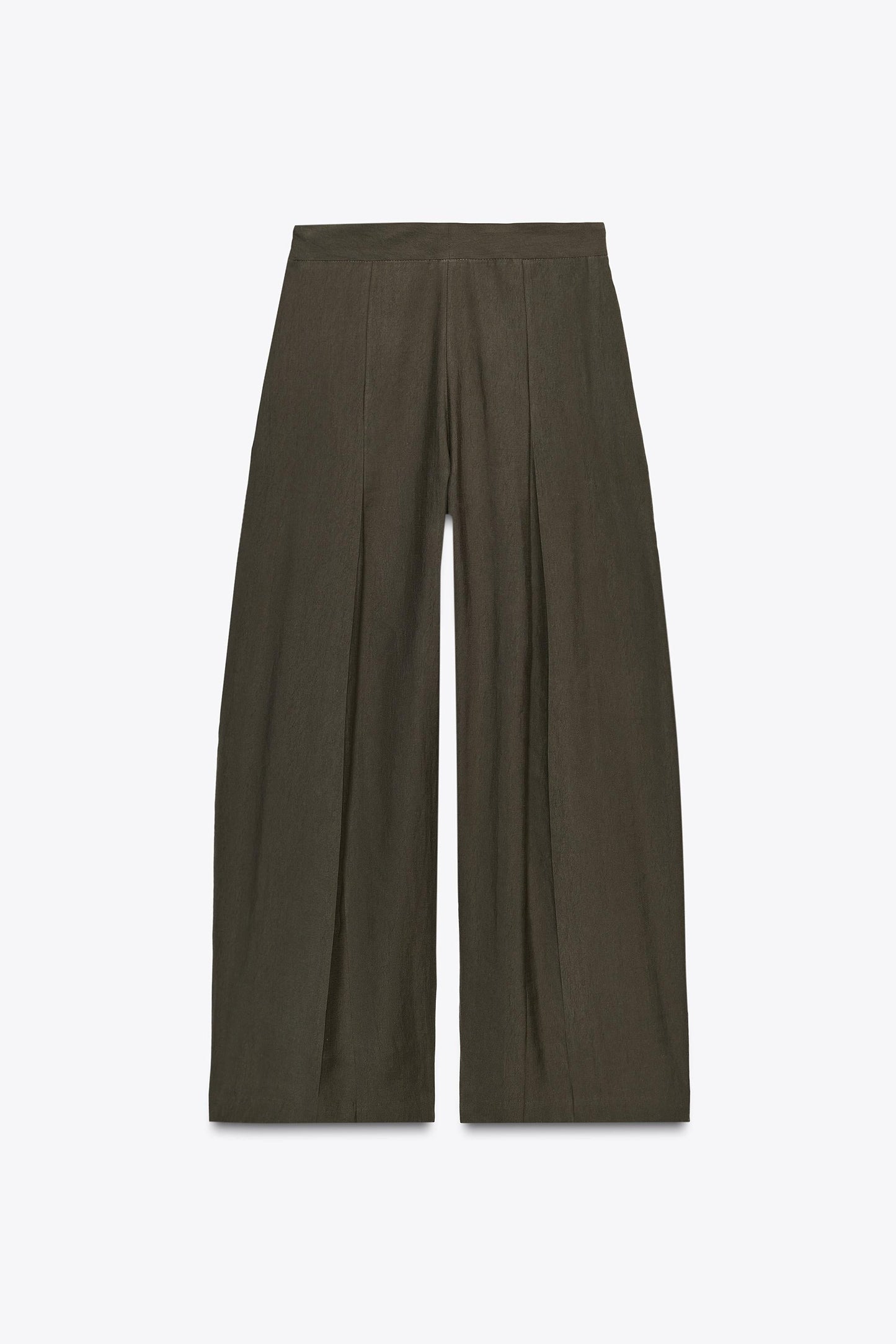 High-Waist Wide-Leg Pleated Trousers