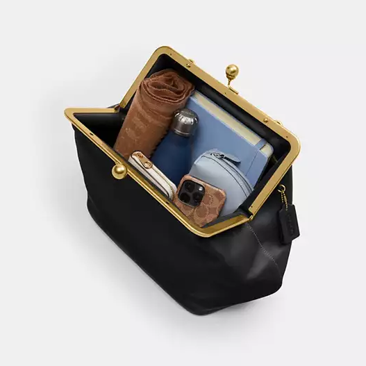 Large Kisslock Frame Bag In Crystal Signature Jacquard