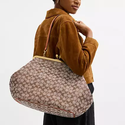 Large Kisslock Frame Bag In Crystal Signature Jacquard