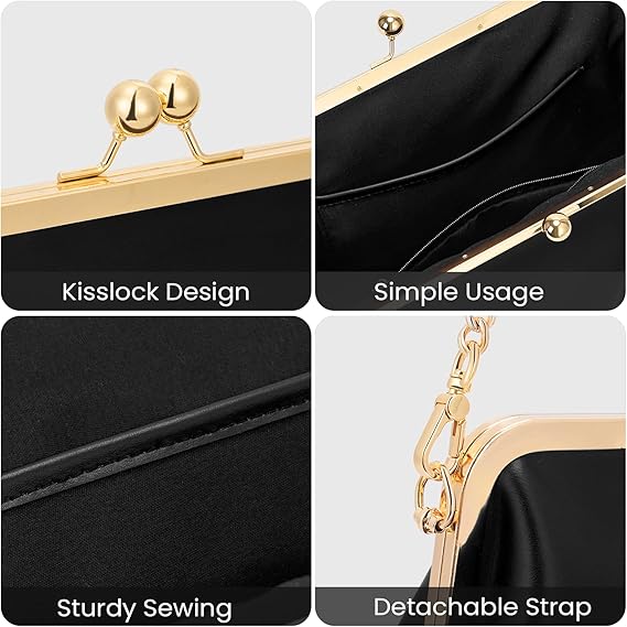 Kiss Lock Crossbody Bag PU Medium Handbags