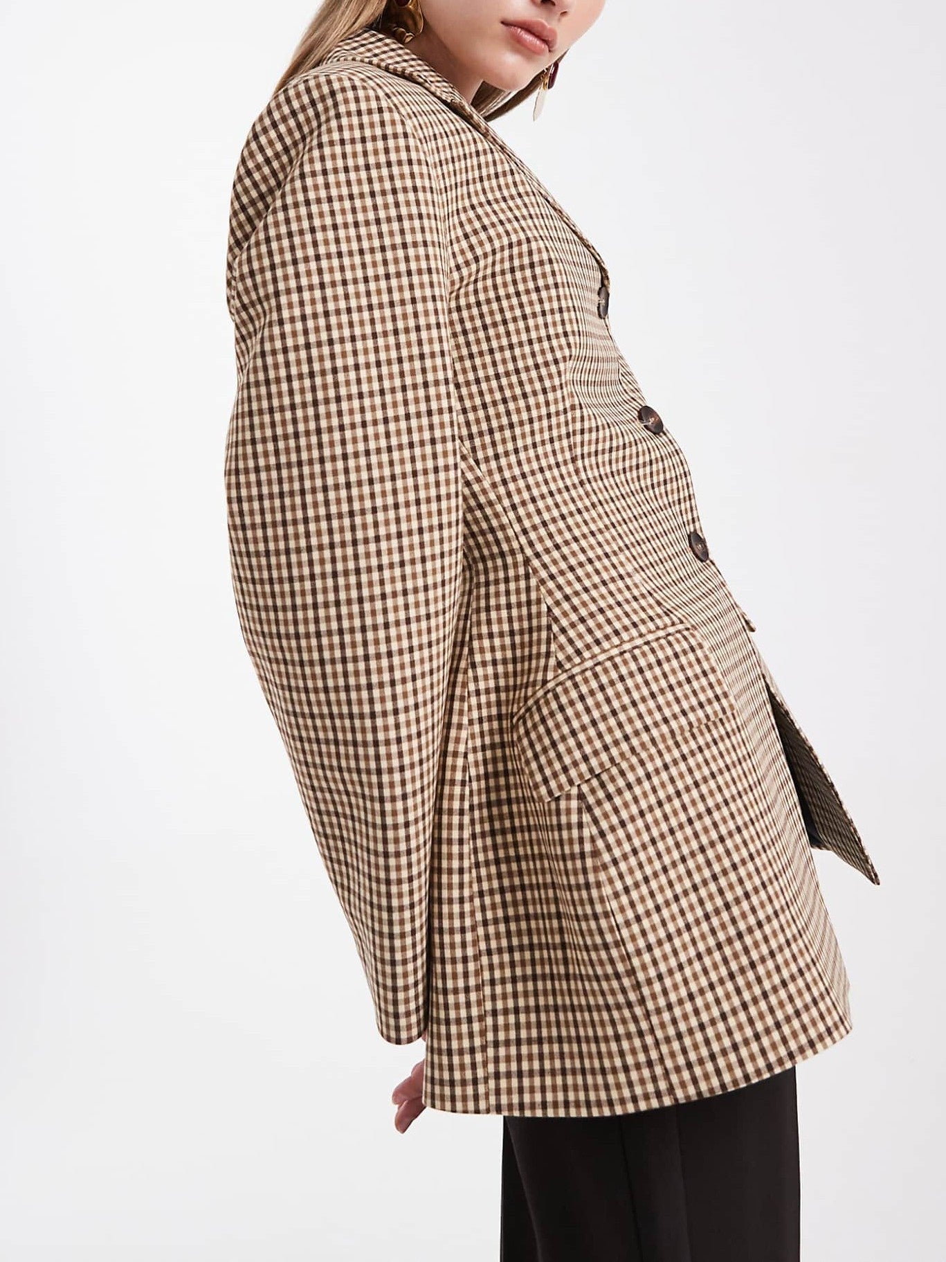 Cinch Moulded Hip Blazer In Micro Plaid