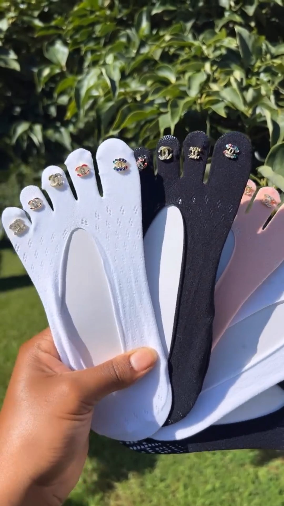 “BLINGED OUT TOE SOCKS”