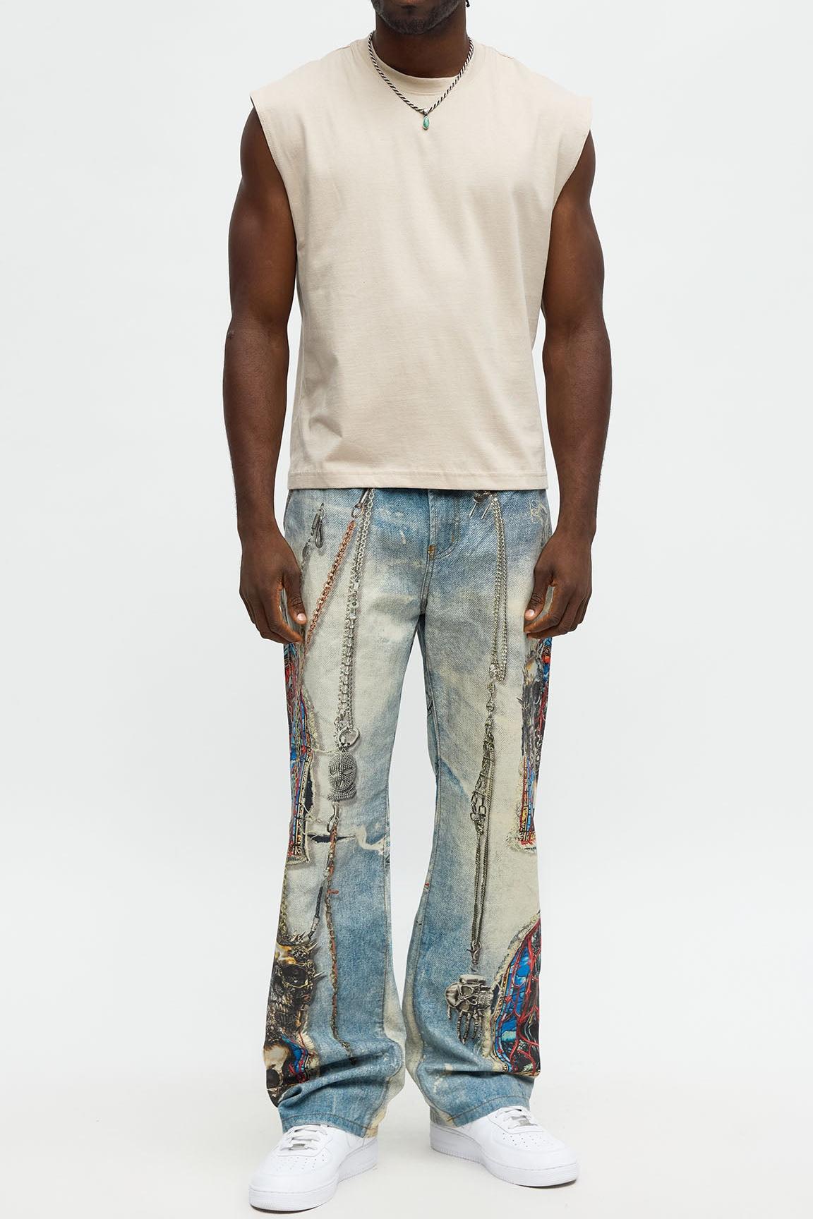 Baggy Holy War Chains Printed Jean