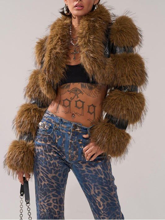 New Lovergirl Ultra Crop Fur Trim Moto