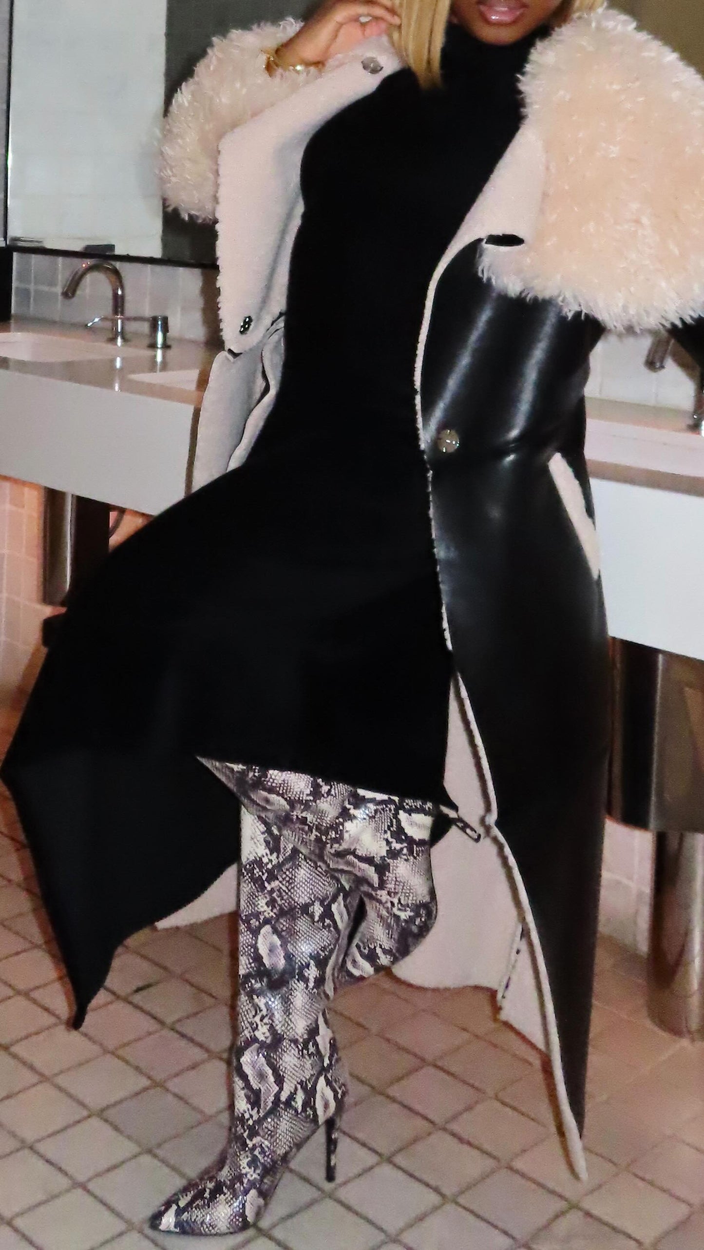 Faux Fur Trench Coat