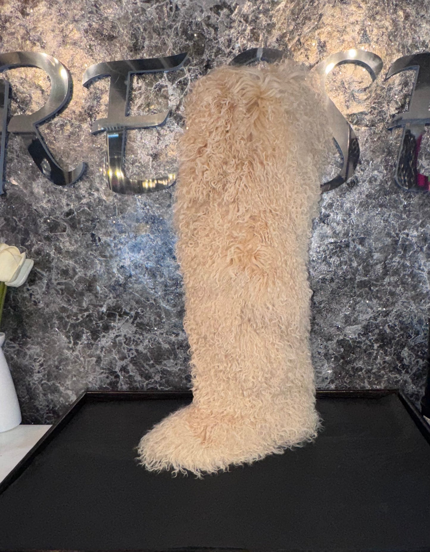 Mongolian Flat Thigh High Boots