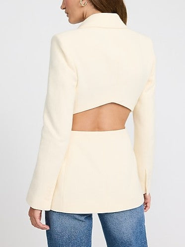 Textured Cutout Long Slim Blazer