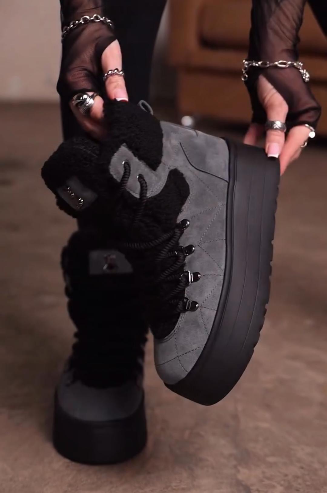 Fleece-Lined Platform Boots