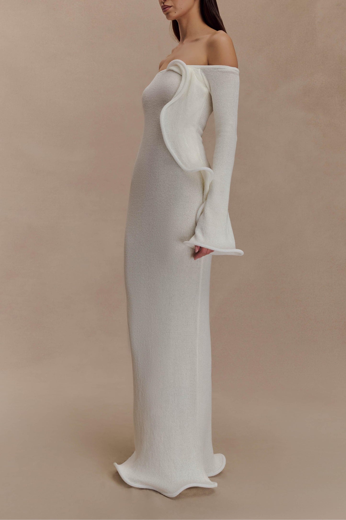 Off Shoulder Knit Maxi Dress