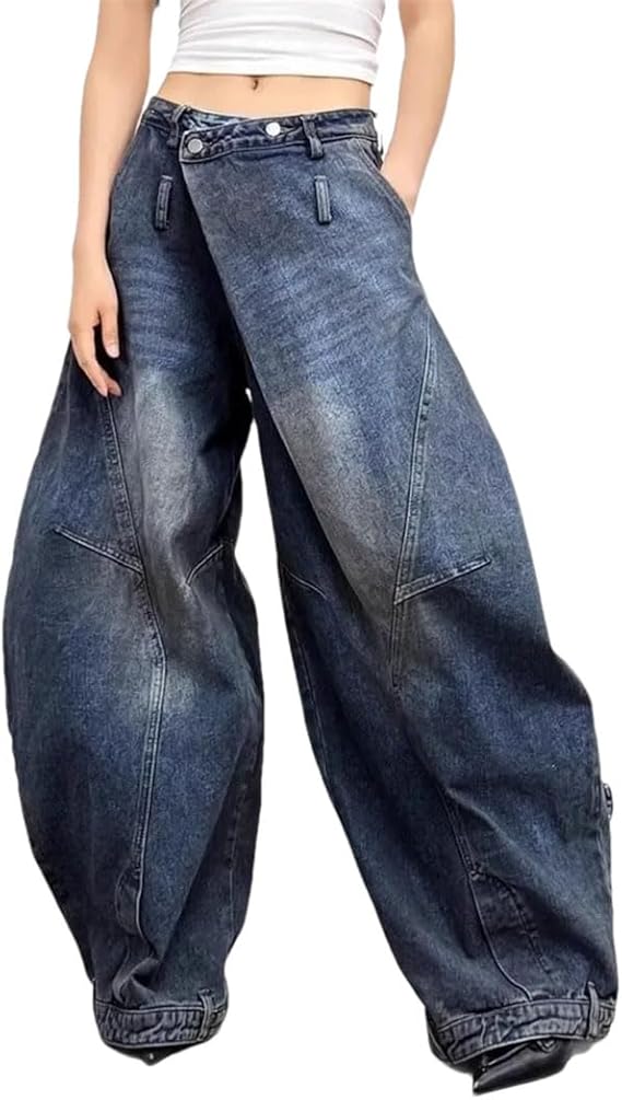 Women’S Low Rise Loose Fit Floor Wide Leg Jeans