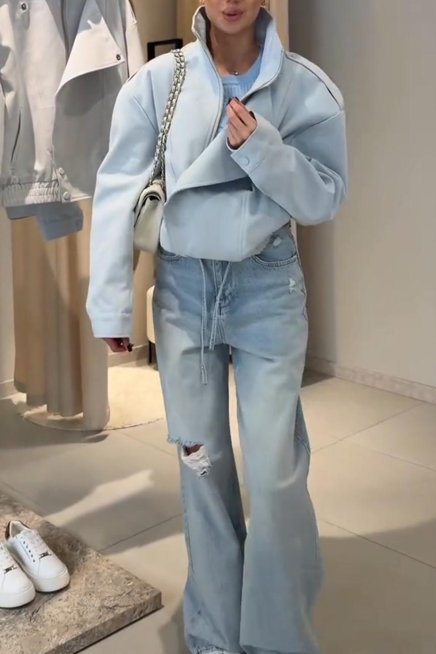 Sky Blue Lapel Jacket