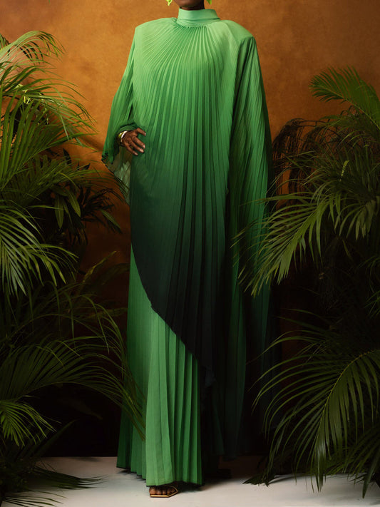 Asymmetric Hem Pleated Dress