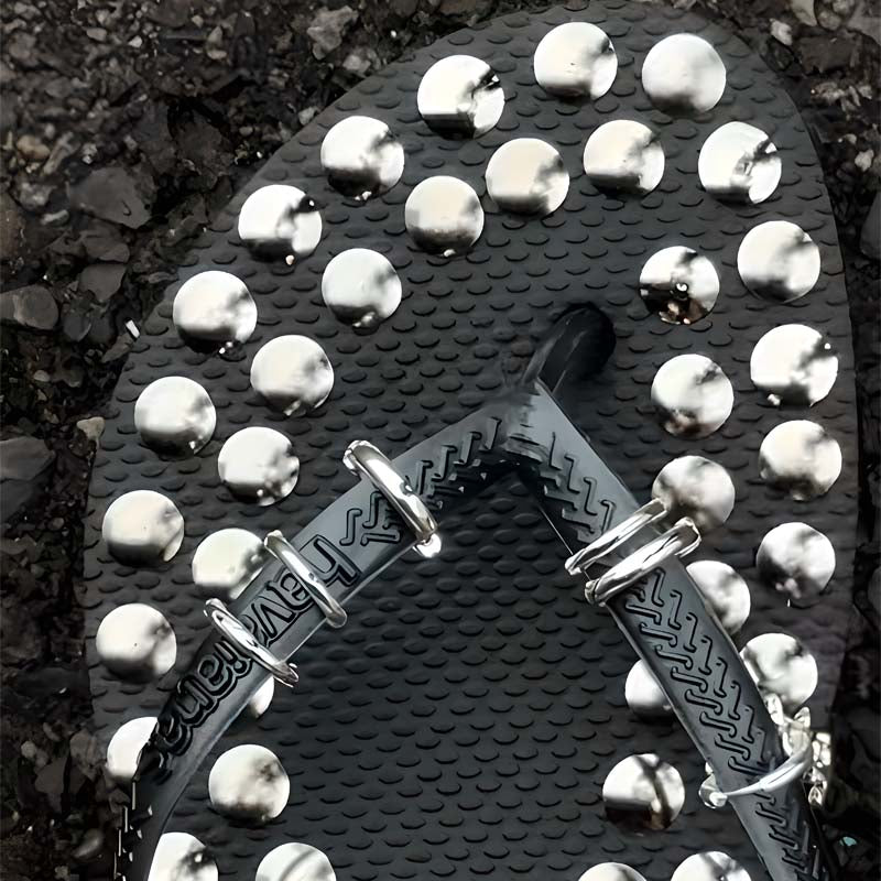 Studded Platform Wedge Flip Flops With Accessories