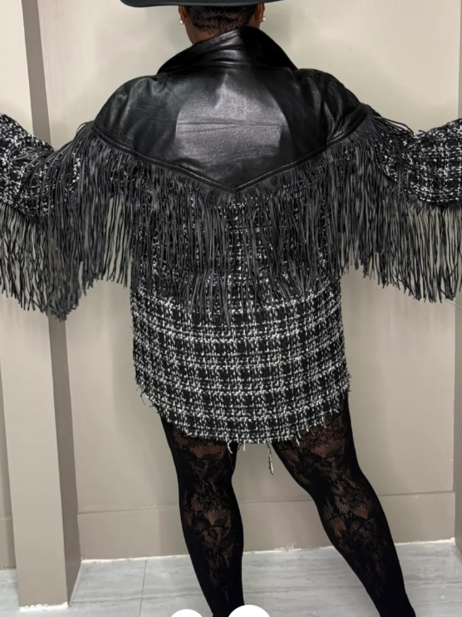 Tweed Fringed Shirt Coat