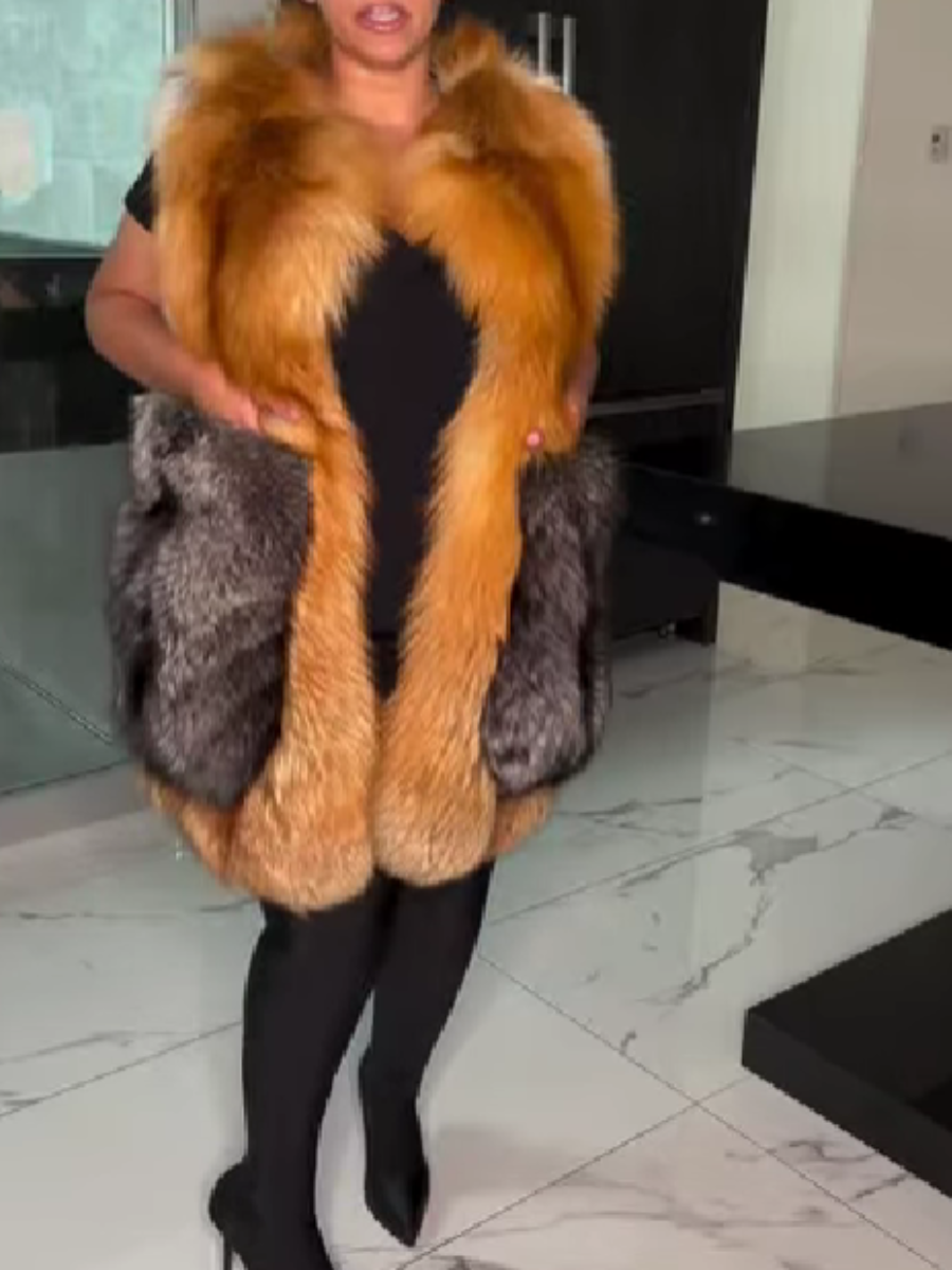 Faux Fur Oversized Pocket Sleeveless Vest Jacket