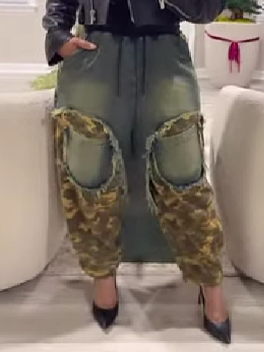 Camouflage Stitching Jeans