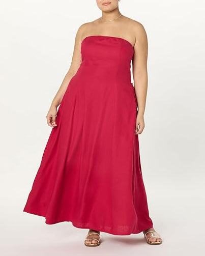 The Drop Women's Carlota Strapless Linen Maxi Dress