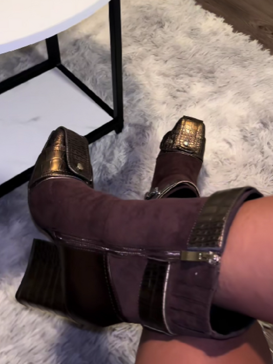 Suede Square-toed Boots