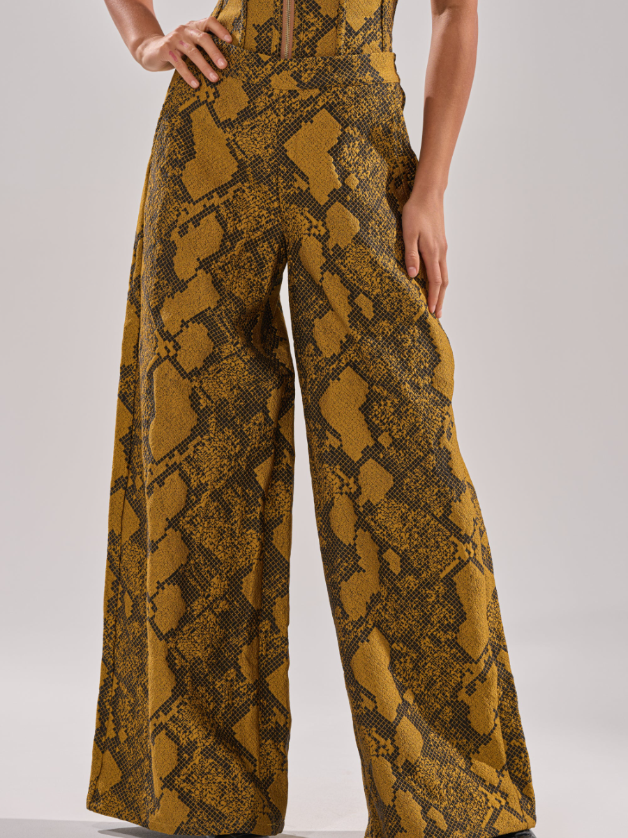 Abstract Snake Print High-Waist Pants