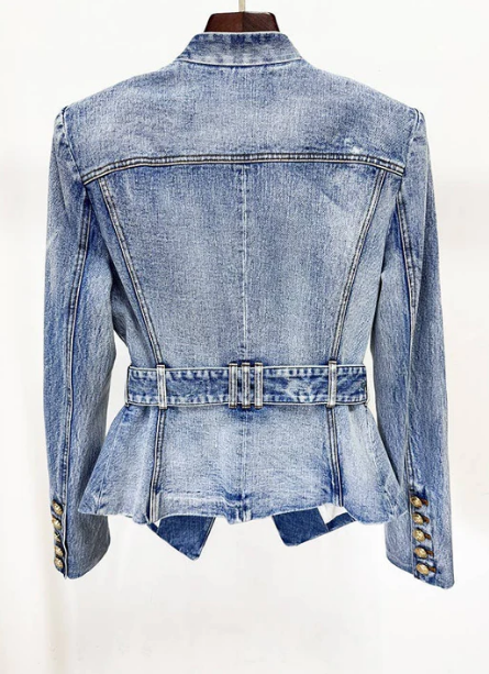 Statement Slim Denim Jacket With Belt