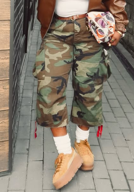 Cropped Camo Cargo Pants