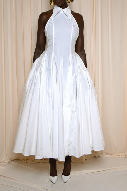 Backless Midi Dress In White