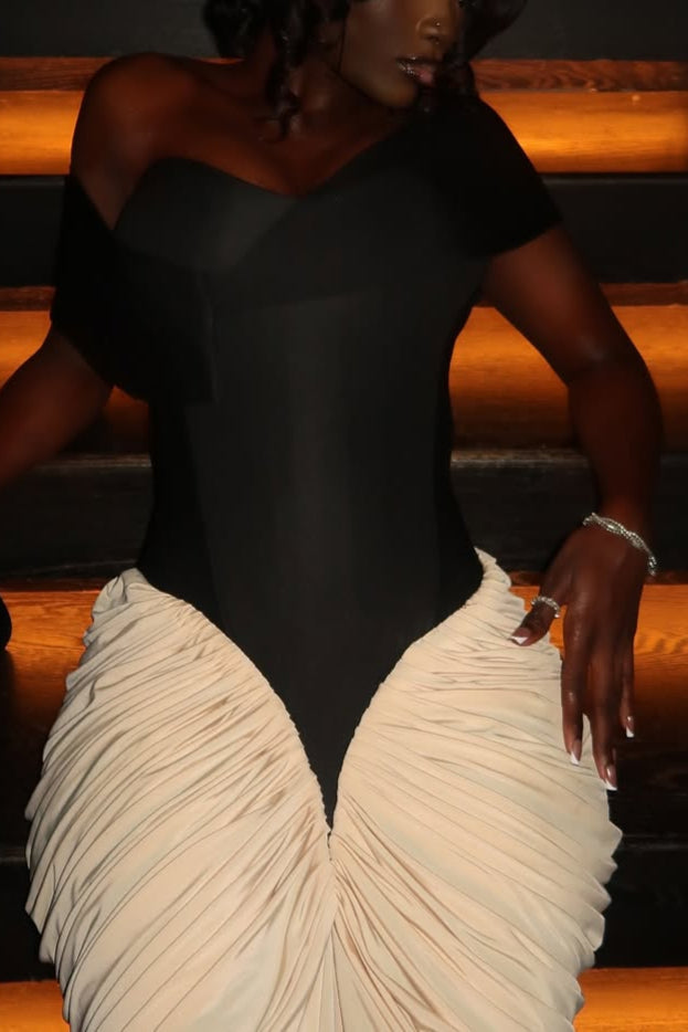 Round Neck Sleeveless Backless Side Drape Dress