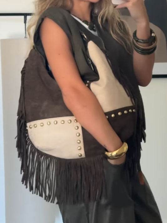 Tassel Studded Shoulder Bag