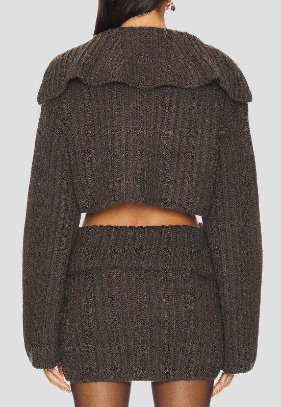 Chic Grey Knit Skirt 2pc Set