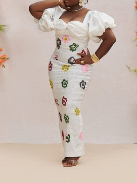 Beaded Lace Pattern Dress