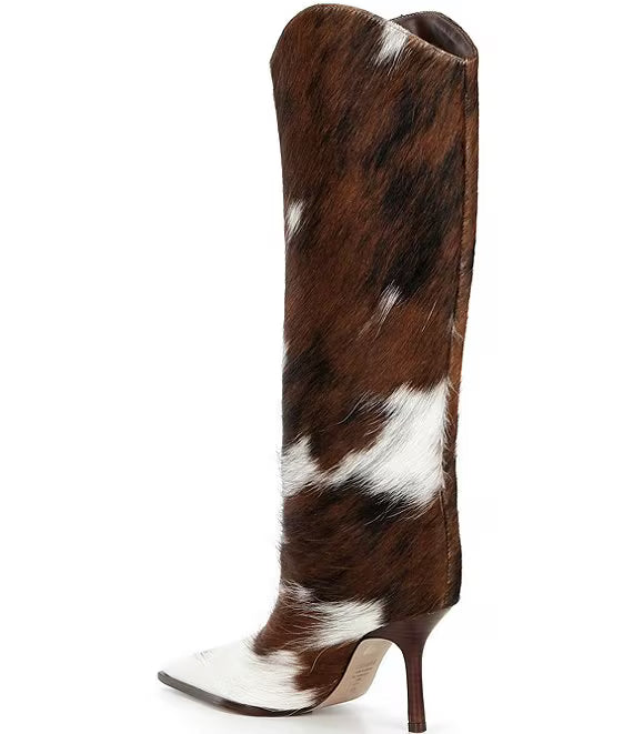 Wild Cow Print Hair Calf Tall Boots