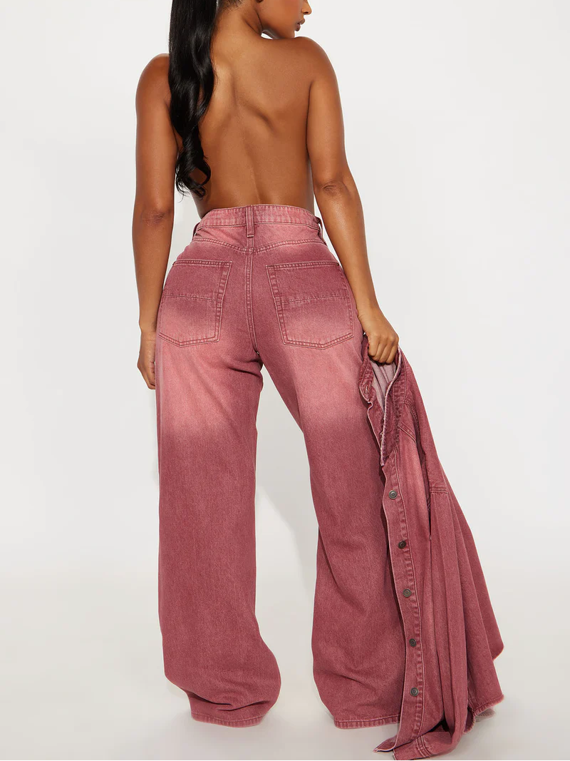 Slow Fade Denim Shacket & Straight Leg Jeans Set